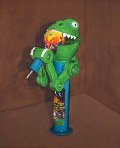 Dino Chomper - Der Lutscher-Dino, 2020. Acryl auf Leinwand. 110 x 92 cmFoto: Phillip Hiersemann